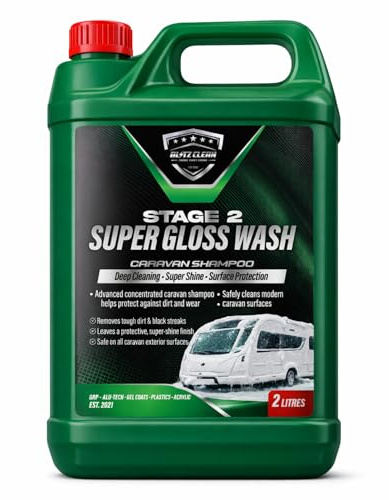 Blitz Clean Stage 2 Super Gloss Wash – Caravan Shampoo 2L | pH Neutral Caravan Cleaner for GRP, Alu-Tech & Acrylic Windows | High-Gloss, Streak-Free Finish (2L Stage 2 Shampoo)