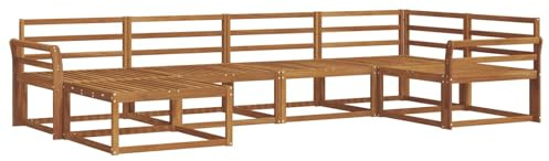 vidaXL Outdoor-Sofagarnitur 6 pcs Natur Massivholz Akazie, Modernes Outdoor-Sofa, Langlebiges Patio-Sofa, Lounge-Sitzgelegenheit für den Garten, Poolside Couch, Gartenmöbel, Modulares Set