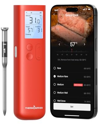 ThermoMaven Fleischthermometer Kabellos, Sub-1G 10X Signal Grillthermometer | 915m Reichweite, Smart Display-Basis & App, NIST-Zertifiziert ±0,3 °C, Bratenthermometer für BBQ, Smoker, Grill, Backofen