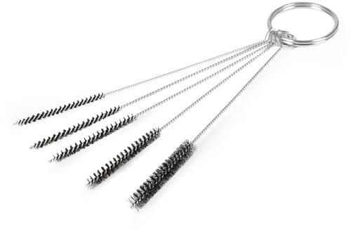 Wiltec 5 teiliges Reinigungsbürsten Set für Airbrushpistolen, 1,5 / 1,09 / 0,88 / 0,73 / 0,63 / 0,55 mm, Airbrush Zubehör zur Reinigung