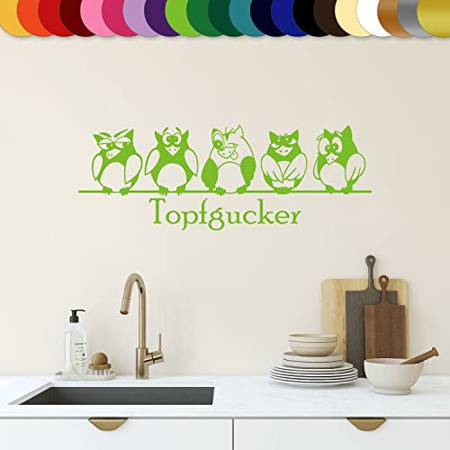 Sunnywall Wandtattoo Topfgucker Eulen Vögel Kochen Küche Essen Wandsticker Lindgrün Gr1