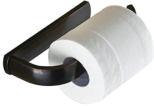 WINCASE Farmhouse Toilet Paper Holder, Oil Rubbed Paper Roll Holder, Bronze Toilet Tissue Holder Brushed Bronze Wall Mounted Vertical Brass Matt Black