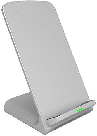 AMEEGO Qi Certificated Fast Wireless Charging Stand for iPhone X/XS XR, 11, 12, 13, 14, 15 Pro Max and Samsung S21 S22,S23, S24 Ultra Huawei and all Qi-enabled devices(Silver)