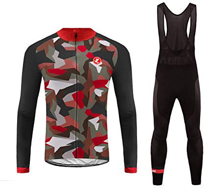 UGLY FROG Uglyfrog Herren Fahrradbekleidung Thermo Radtrikot Langarm Windundurchlässig Fahrradtrikot Tops+Lange Hosen Anzüge（Zwei Stücke）