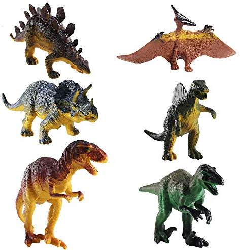 FOGAWA 6 Stück Dinosaurier Spielzeug Set Dinosaurier Figuren Kinder Realistische Dinos Spielzeug Tyrannosaurus Rex Modell für Kinder Kindertag Geschenke Kindergeburtstag Party Deko