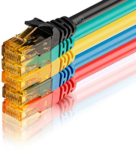 SEBSON Cable de red CAT 6 Ethernet 0.5m, Gigabit LAN patch cable, 1000Mbit/s, U-UTP, Conector RJ45 para Router, Módem, TV - 5 colores