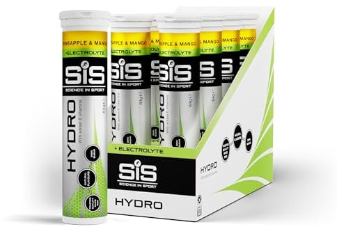Science In Sport Hydro Hydration Tablets, Gluten-Free, Zero Sugar, Pineapple and Mango Flavour Plus Electrolytes, 20 Effervescent Tablets per Bottle (8 Bottles)