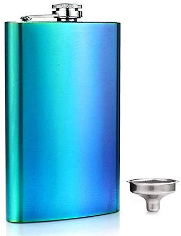 Prime Homewares Hip Flask Full Stainless Steel Flask and Funnel Set (8oz Rainbow Colour + Funnel)