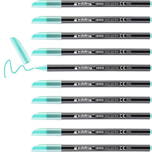 edding 1200 Fasermaler fein - süße Minze (grün) - 10 Stifte - Rundspitze 1 mm - Filzstift zum Zeichnen und Schreiben - für Schule, Mandala
