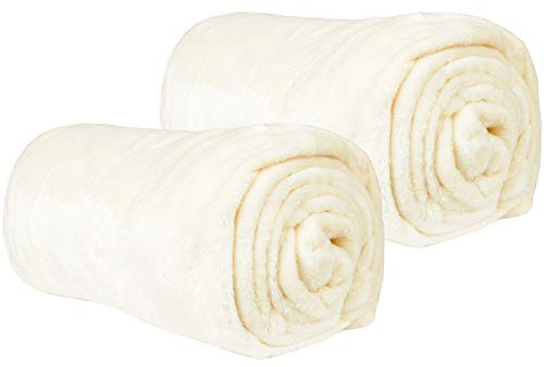 Bestgoodies Kuscheldecke im 2er Pack Wohndecke - extra weich - hochwertige Microfaser Flauschdecke, 180 x 220 cm - Champagner