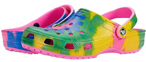 Crocs Unisex Classic Tie Dye Clogs, Electric Pink Multi, M1/W2 UK
