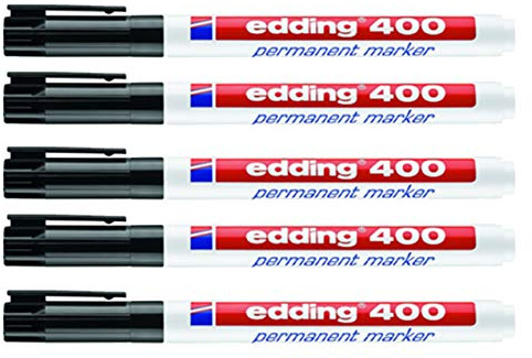 edding Permanentmarker schwarz 400-01 (1 mm, 5er Pack)