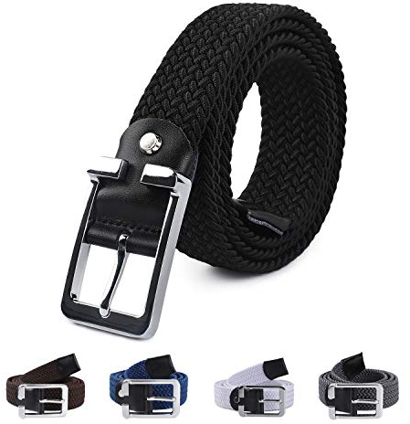 LAKIDAY Flechtgürtel aus Stoff, Elastischer Stretchgürtel für Damen und Herren Schwarz-3 120 cm Hochwertig & Bequem Breite 3.5 cm