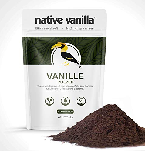 Native Vanilla - Vanillepulver (25 g) - 100% reines gemahlenes Vanillepulver - Für Köche und hausgemachtes Backen, Eiscreme, Kaffee