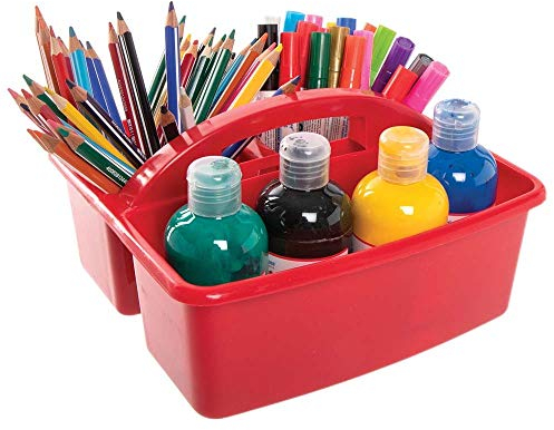 Baker Ross AX320 Plastic Storage Caddy for Kids - Pack of 4, Great for Classroom Organisation, Tool or Desk Tidy, Great for Sorting Arts and Crafts Supplies