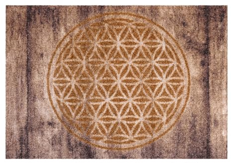 Akzente Listen Flower of LifeFußmatte 50x70 cm, rutschfest, PVC-frei, Abriebfest, Schmutzfang, wetterbeständig, Polyamid & TPE