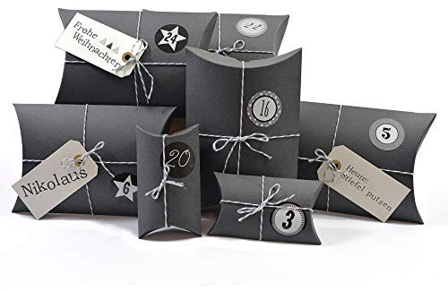 Frau WunderVoll Adventskalender - Ho Ho Ho, grau - Weihnachtskalender Bastelset Adventskalender Adventskalender zum Befüllen/Weihnachten, Papiertüten, Kinder, Zahlen, Geschenkbeutel, Aufkleber