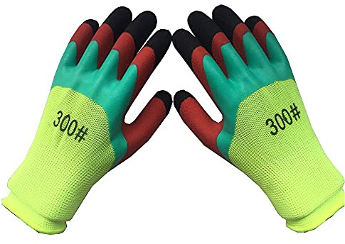 5 Paar Garten Schutzhandschuh Dreischichtige Verdickung der Fingerspitzen Arbeitshandschuhe Dornensichere Gartenhandschuhe Latexhandschuhe Emulsion,wasserdicht, rutschfest