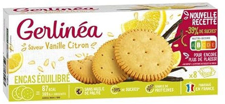 Gerlinéa - Biscotti dietetici al limone, vaniglia, 156 g, 4 pezzi