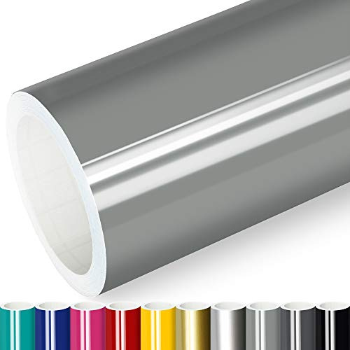 Actinium® Klebefolie 9€/m² Grau Glanz | 5m x 0,31m selbstklebende Folie glänzend | Möbelfolie selbstklebend Küchenfolie Plotterfolie
