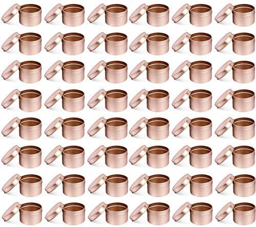 NRANSON Photophores pour la Fabrication De Bougies, Réutilisable Rond en Métal Bougie Boîtes avec Couvercles en Vrac, décoratif Bougie Conteneurs pour Le DIY Fabrication De Bougies (8OZ,Rose Gold)