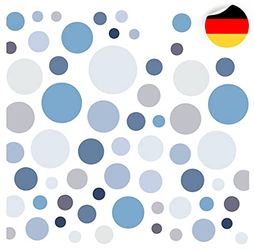 Little Deco 86 Kreise Wandtattoo Kinderzimmer Punkte Wandsticker Set Aufkleber Wanddeko Spielzimmer Babyzimmer Kinder Schlafen Blau Grau DL608