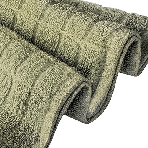 1 Stück Premium Frottee Geschirrtuch 40x64 cm in Uni/Olive kariert von StickandShine / 100% Baumwolle