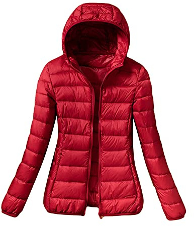 DAIHAN Damen Daunenjacke Packable Quilted Coat Winddicht Steppjacke Wintermantel Daunenmantel Warme Jacke mit Kapuze Übergangs Jacke Winterjacke Stepp Mantel Gesteppt