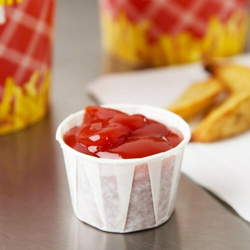 HOT BARGAINS 250 X 2oz/60ml Paper Soufflé Cups Disposable Waxed Paper Ramekin, Sauce Pots 250 lots Soufflé Cups, Portion Cups, Sauce Pots, Condiment Pots, Sauce Dipping Pots