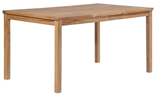 Garten Esstisch Witterungsbeständig Gartentisch Beistelltisch Balkontisch Holztisch Terrassentisch Loungetisch Gartenmöbel, 150x90x77 cm Teakholz Massiv