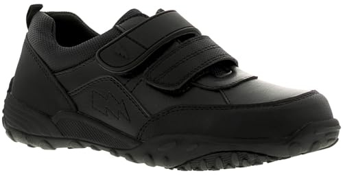 Rockstorm Blast Boys' School Shoes, Black Scuff-Resistant Twin Strap Casual Trainers, Sizes 9 Child - 6 Adult