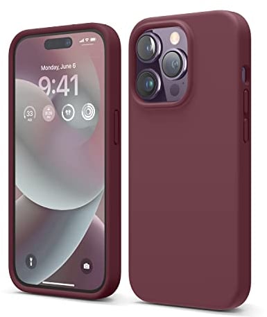 elago Liquid Silicone Case Compatible with iPhone 14 Pro Case (6.1), Premium Silicone, Full Body Protection - 4 Layer Shockproof Phone Cover, Anti-Scratch Soft Microfiber Lining (Burgundy)