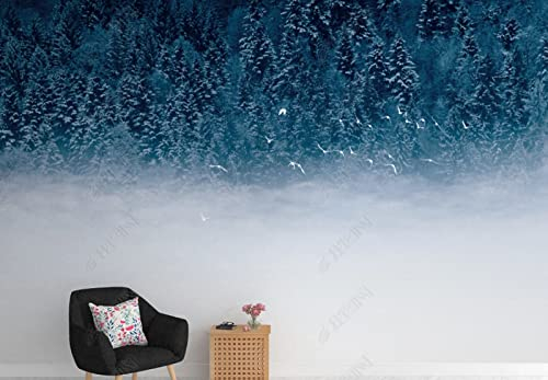 Fototapete 3D Effekt Nebelwald Vliestapete3D Tapeten Wohnzimmer Schlafzimmer Wandteppich Dekoration 400CM(W)*280CM(H)