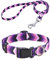 Mihqy Hundehalsband und Leine Set, Verstellbares, Weich & Komfort Nylon Hunde Halsband für Kleine Mittlere Große Hunde Welpen Katzen(Lila Pfeil Set,L)