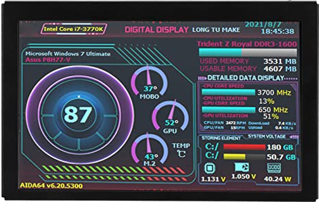 Bewinner Schermo USB IPS da 5 Pollici FHD 1080p, MONITOR LCD ARGB per PC, 16:9, 1 USB 3.0, 1 HDMI, 60 Hz, 2000:1, 5 inches