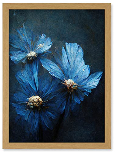 Doppelganger33 LTD Simple Elegant Cornflower Artwork Framed Wall Art Print A4