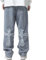 Sawmew Herren Hip Hop Baggy Jeans Fashion Print Loose Fit Wide Leg Y2k Harajuku Denim Pants (Color : Blue, Size : XXL)