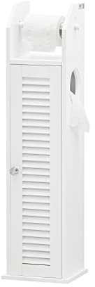 SoBuy BZR49-W Soporte para Papel Higiénico Soporte para Escobilla de Baño Mueble de Baño de Pie Blanco 20 x 18 x 79 cm ES