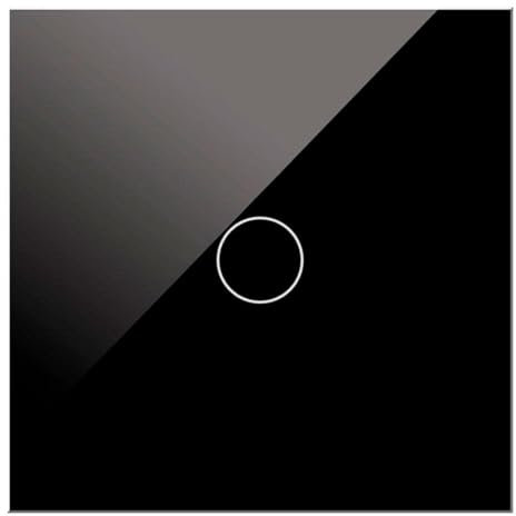 WESA - Interruptor Táctil de cristal Negro empotrable Simple, Caja de cristal con pantalla táctil, con material de montaje y con indicador LED