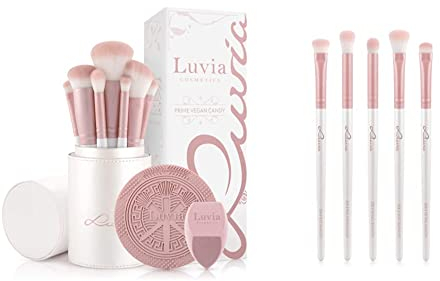 Make-up Pinselset Luvia, Prime Vegan Pro - Candy & Augenpinsel-Set Luvia, Essential Eye Brush Set, 5 Lidschatten Schminkpinsel-Set, Perfektes Verblenden & Auftragen, Veganes Pinselset