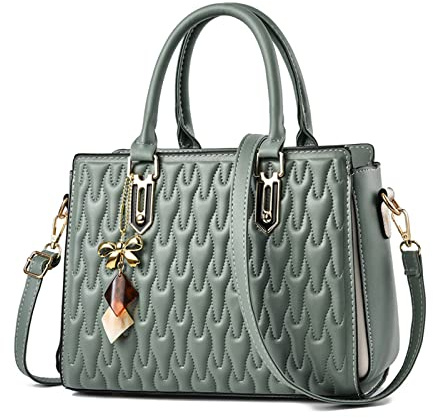 NICOLE & DORIS Handtasche für Frauen Elegante Henkeltasche Damen Mode Schultertaschen PU Leder Umhängetasche Designer Tote Bag Mittelgroß mit Anhänger Grün
