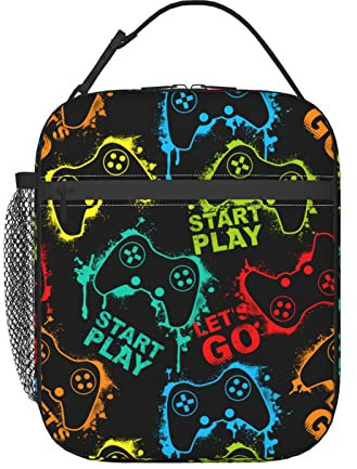 Bolsa de almuerzo para videojuegos Joystick Gamer para niños, divertida lonchera reutilizable con aislamiento, bolsa de almuerzo portátil para niñas, escuela, hombres, trabajo, viajes, picnic