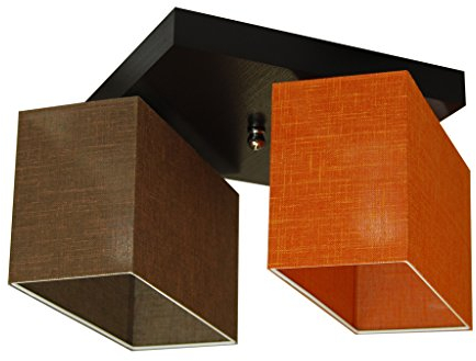 alfalux Deckenlampe 2 Flammig Deckenleuchte LED Geeignet Holz Wohnzimmer Schlafzimmer JLS22BRORD BRAUN/ORANGE