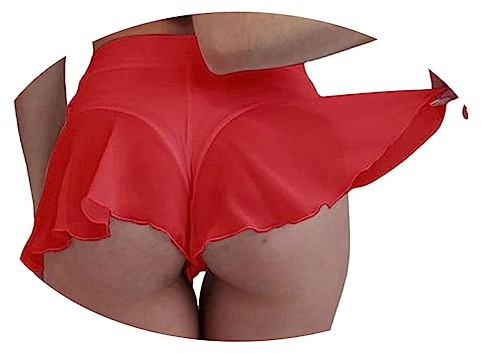 ORANDESIGNE Scrunch Butt Sportshorts Damen Push Up Booty Nahtlos Biker Yoga Fitness Gym Shorts Hohe Taille Pole Dance Rüschen Bikini Rave Cut Out Clubwear E Rot L