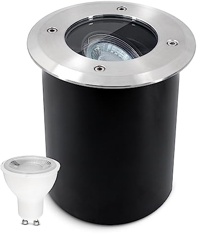 SSC-LUXon JUAVI LED Bodenstrahler schwenkbar rund IP67 - mit GU10 7W dimmbar neutralweiß 230V - Boden Einbauleuchte befahrbar