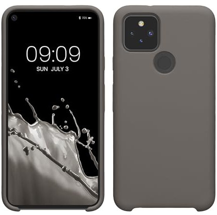 kwmobile Hülle kompatibel mit Google Pixel 5 Hülle - Silikon Handy Case - Handyhülle weiche Oberfläche - kabelloses Laden - Stone Dust