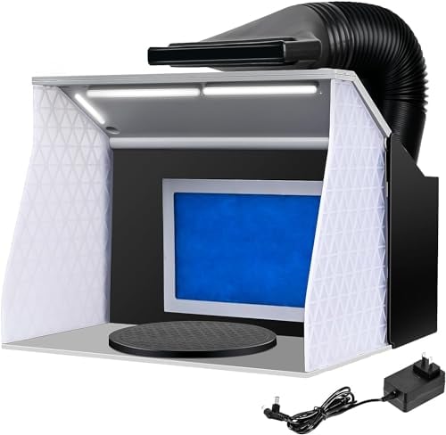Autolock Airbrush Portable Lackierkabine Kit, Lackierkabine mit Drehteller und Filterschlauch, Tragbare Lackierkabine mit großer Kapazität für Modellkuchen, Handwerk, Nagel, Spielzeugteile