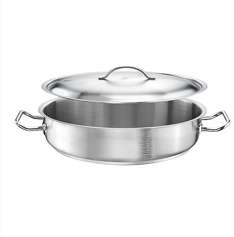 TOMGAST pentola profonda 50 cm con coperchio PRO | capacità 22 l, altezza 12,5 cm | acciaio inox | fondo rivestito | per piano cottura e induzione | lavabile in lavastoviglie