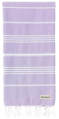 Blue Beach Turkish Towel - 100x180cm Large Turkish Hammam Peshtemal Towel - Super Absorbent, Quick Dry, Sand Free, Lightweight, Compact Towels for Swimming, Bath, Yoga Gym, Sauna and Travel (Lilac)