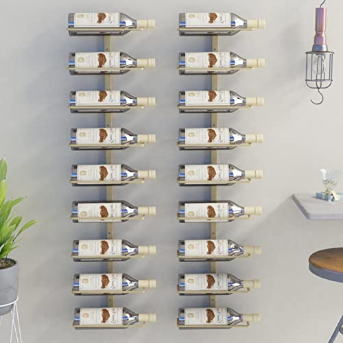 Gecheer Porte-bouteilles mural en métal, design original et élégant, pour 9 bouteilles, fer doré